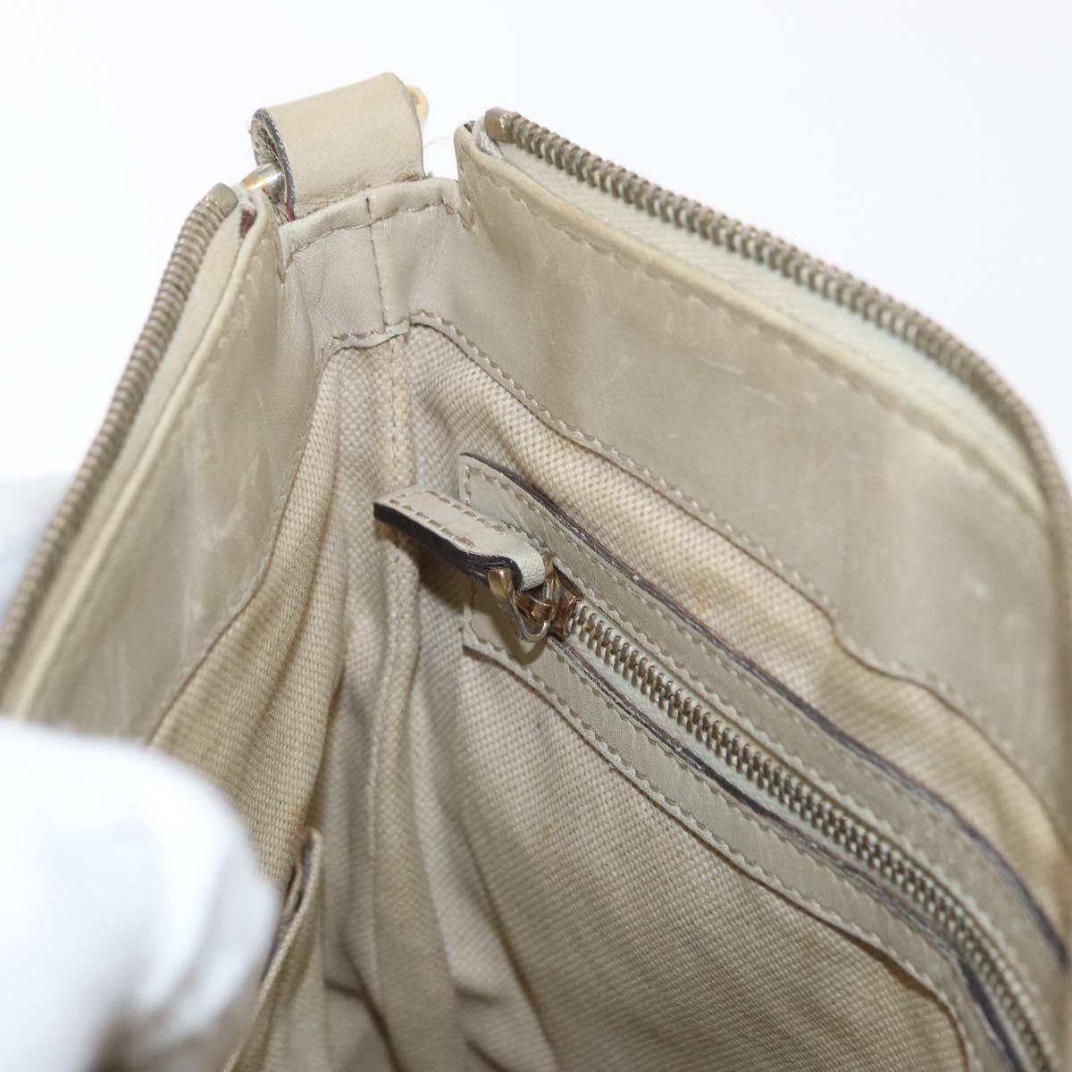 GUCCI GG Canvas Web Sherry Line Shoulder Bag Beige Gold 257065 Auth 160488