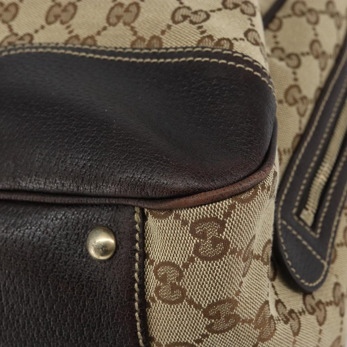 GUCCI GG Canvas Web Sherry Line Tote Bag Beige Gold 162881 Auth 160492