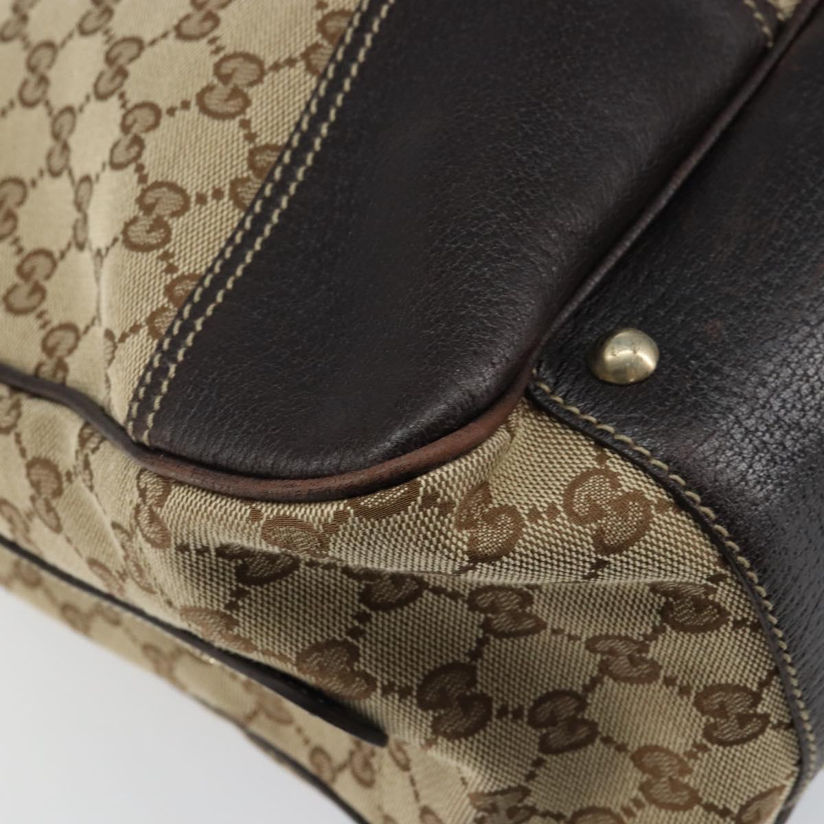 GUCCI GG Canvas Web Sherry Line Tote Bag Beige Gold 162881 Auth 160492