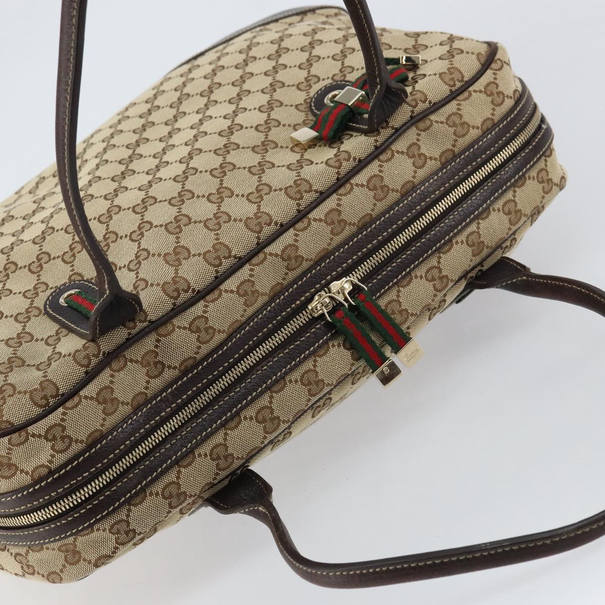 GUCCI GG Canvas Web Sherry Line Tote Bag Beige Gold 162881 Auth 160492