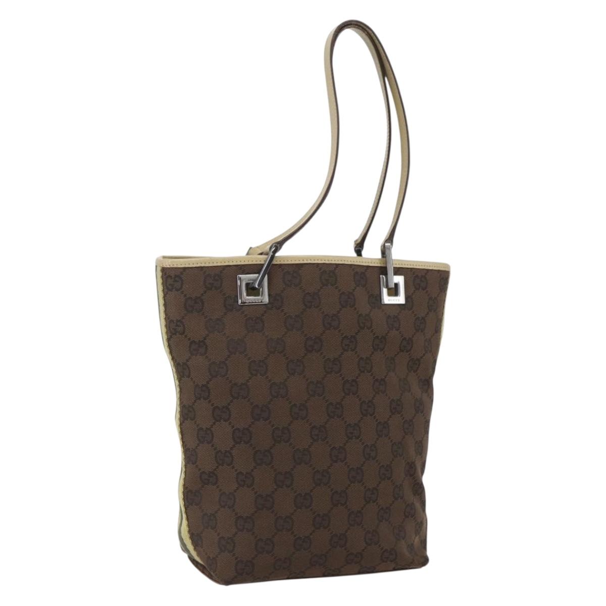 GUCCI GG Canvas Tote Bag Beige Silver 31244 Auth 160494