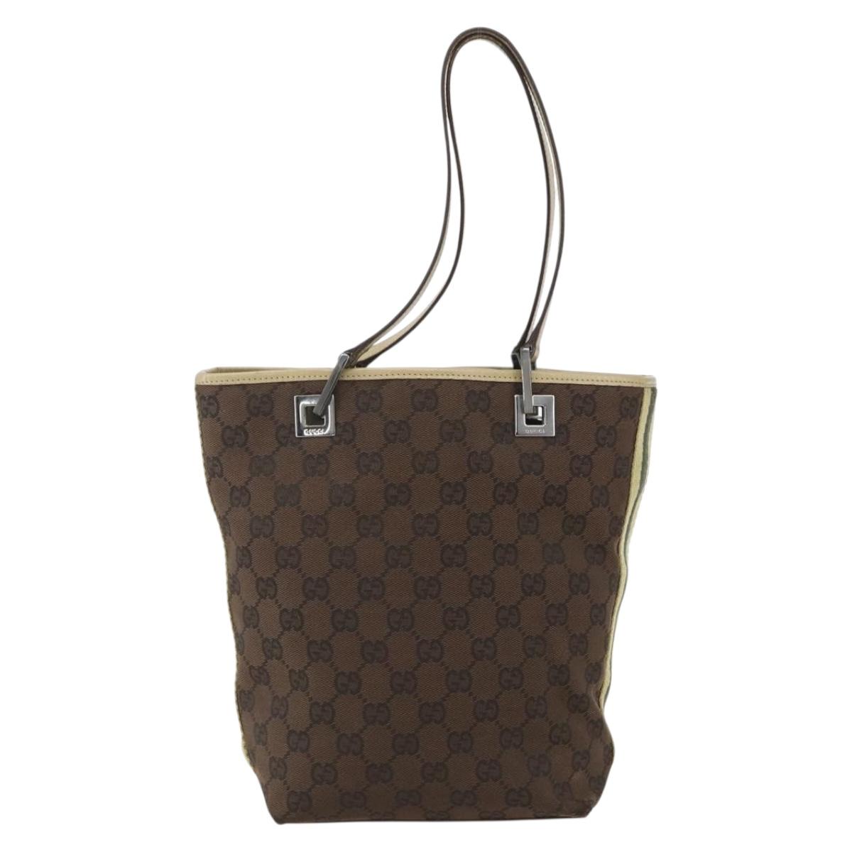 GUCCI GG Canvas Tote Bag Beige Silver 31244 Auth 160494