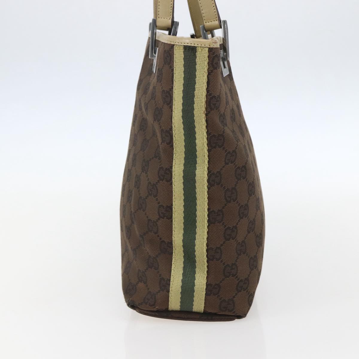 GUCCI GG Canvas Tote Bag Beige Silver 31244 Auth 160494