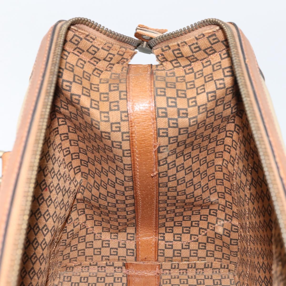 GUCCI Web Sherry Line Boston Bag Canvas Beige Gold Auth 160502