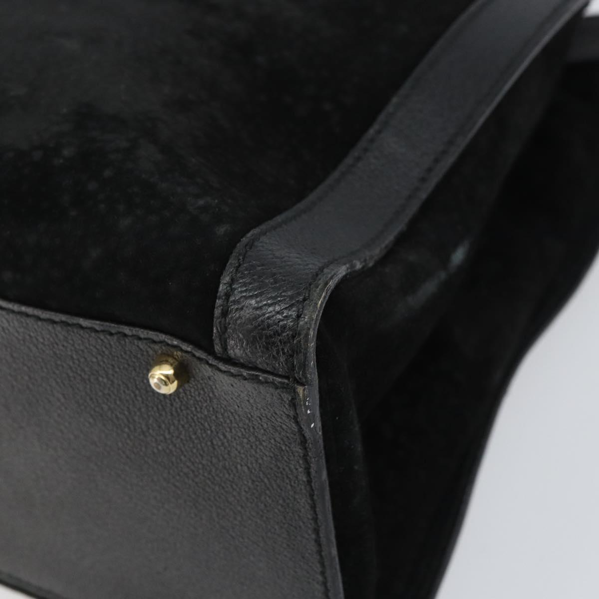 GUCCI Bamboo Hand Bag Suede Leather Black Gold 002 1186 0260 Auth 160503