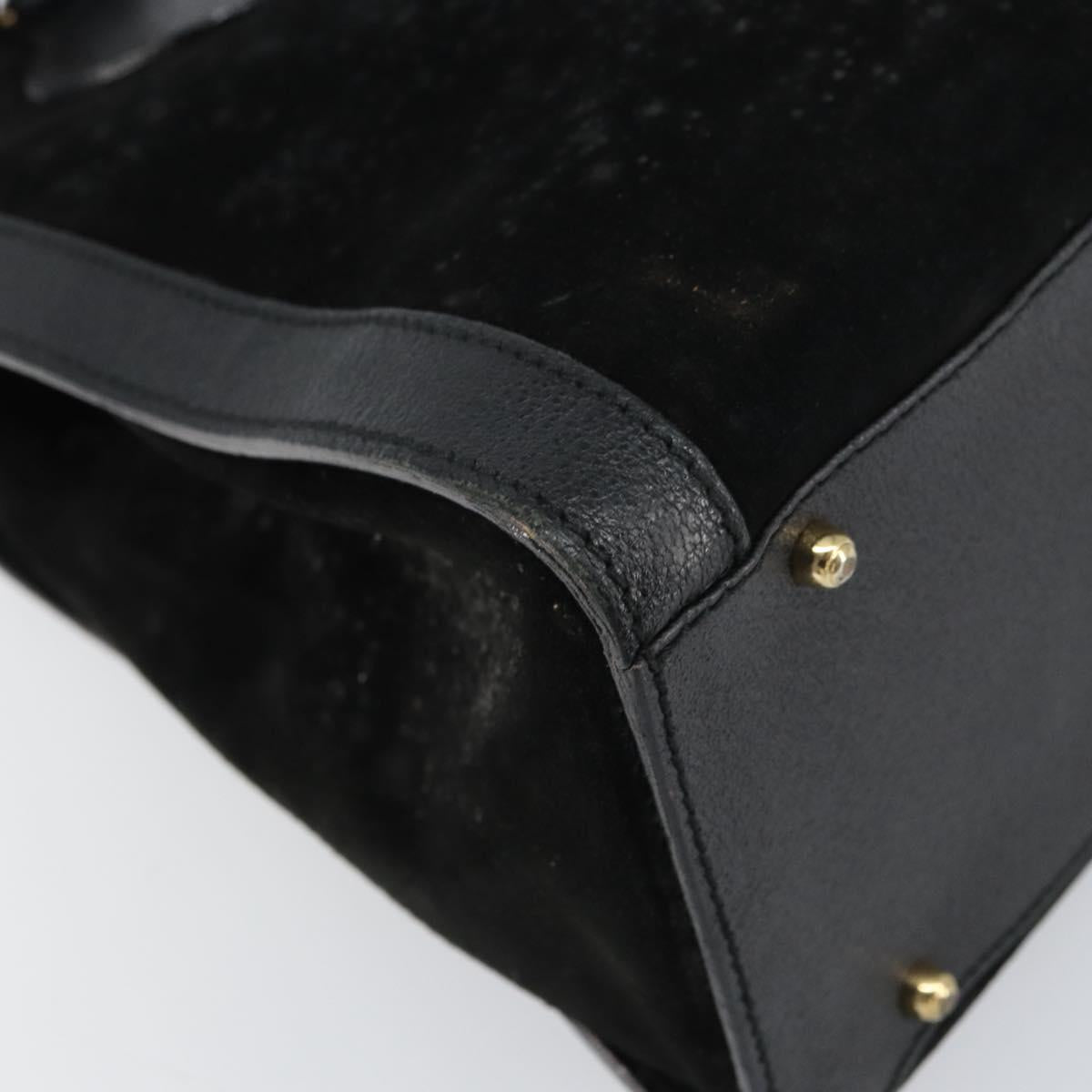 GUCCI Bamboo Hand Bag Suede Leather Black Gold 002 1186 0260 Auth 160503