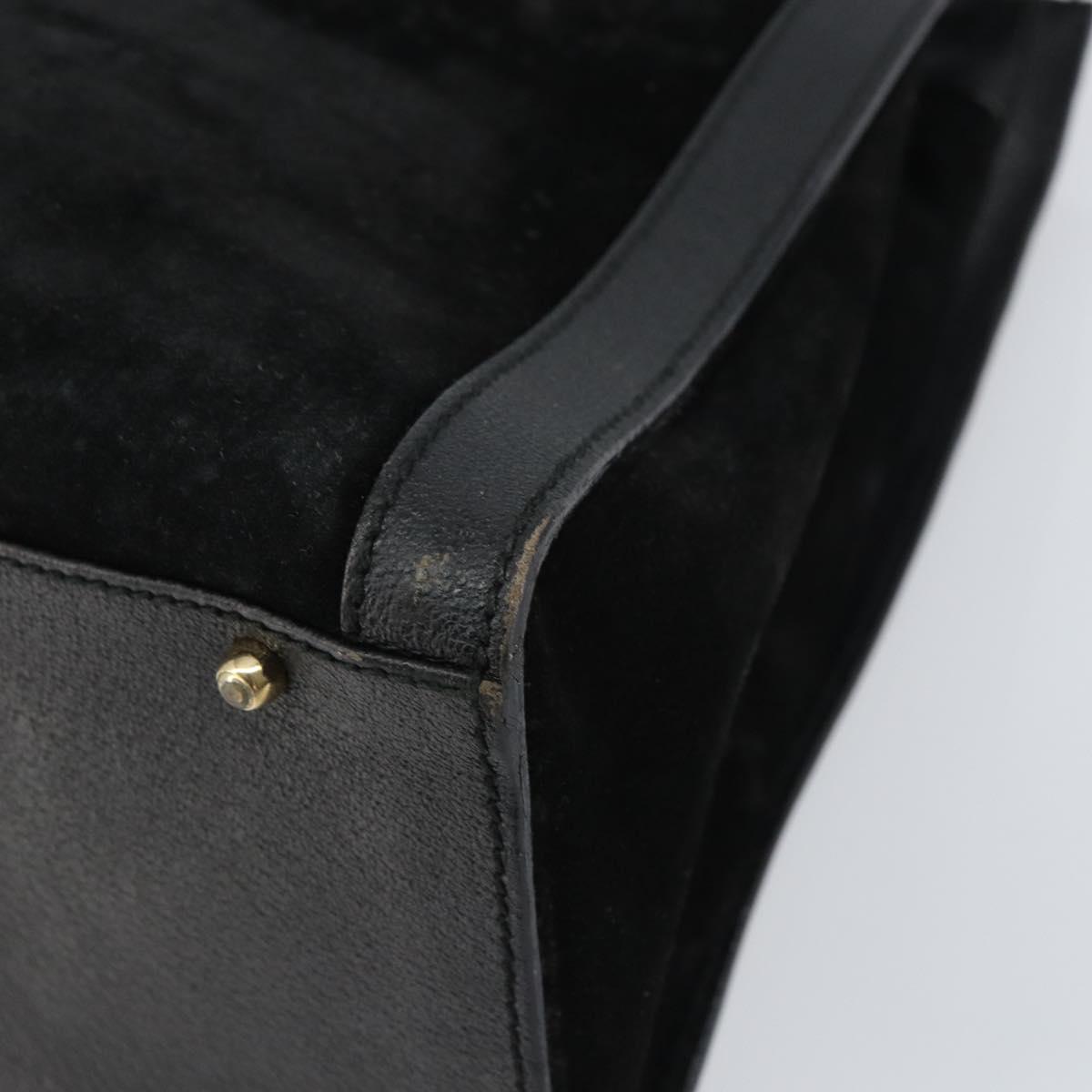 GUCCI Bamboo Hand Bag Suede Leather Black Gold 002 1186 0260 Auth 160503