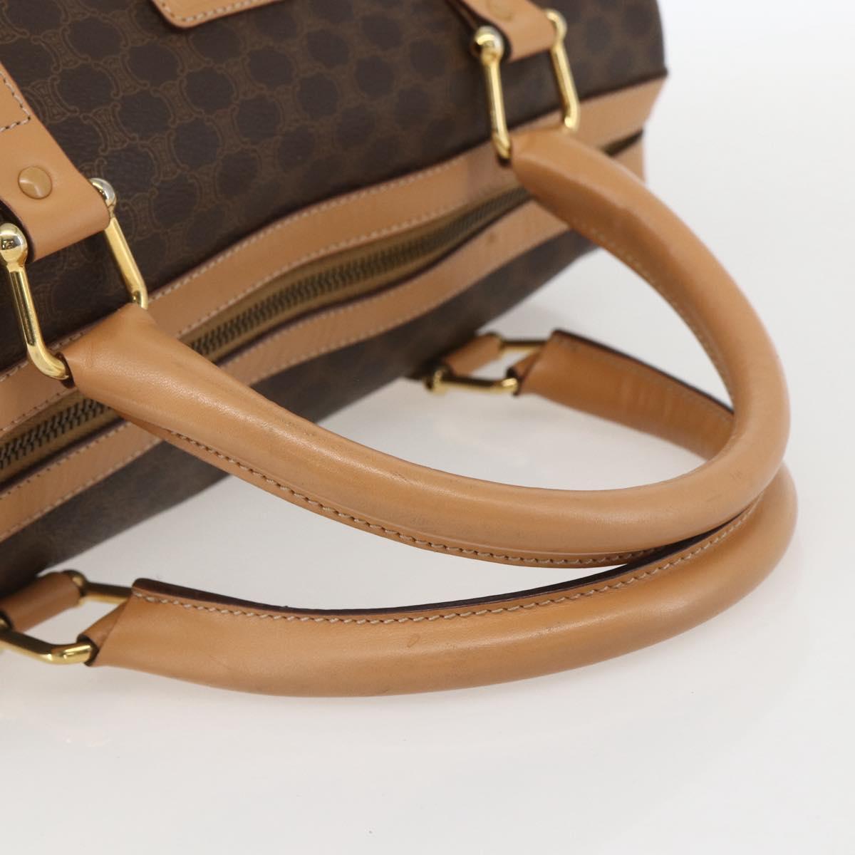 CELINE Macadam Canvas Boston Bag PVC Leather Brown Gold Auth 160506
