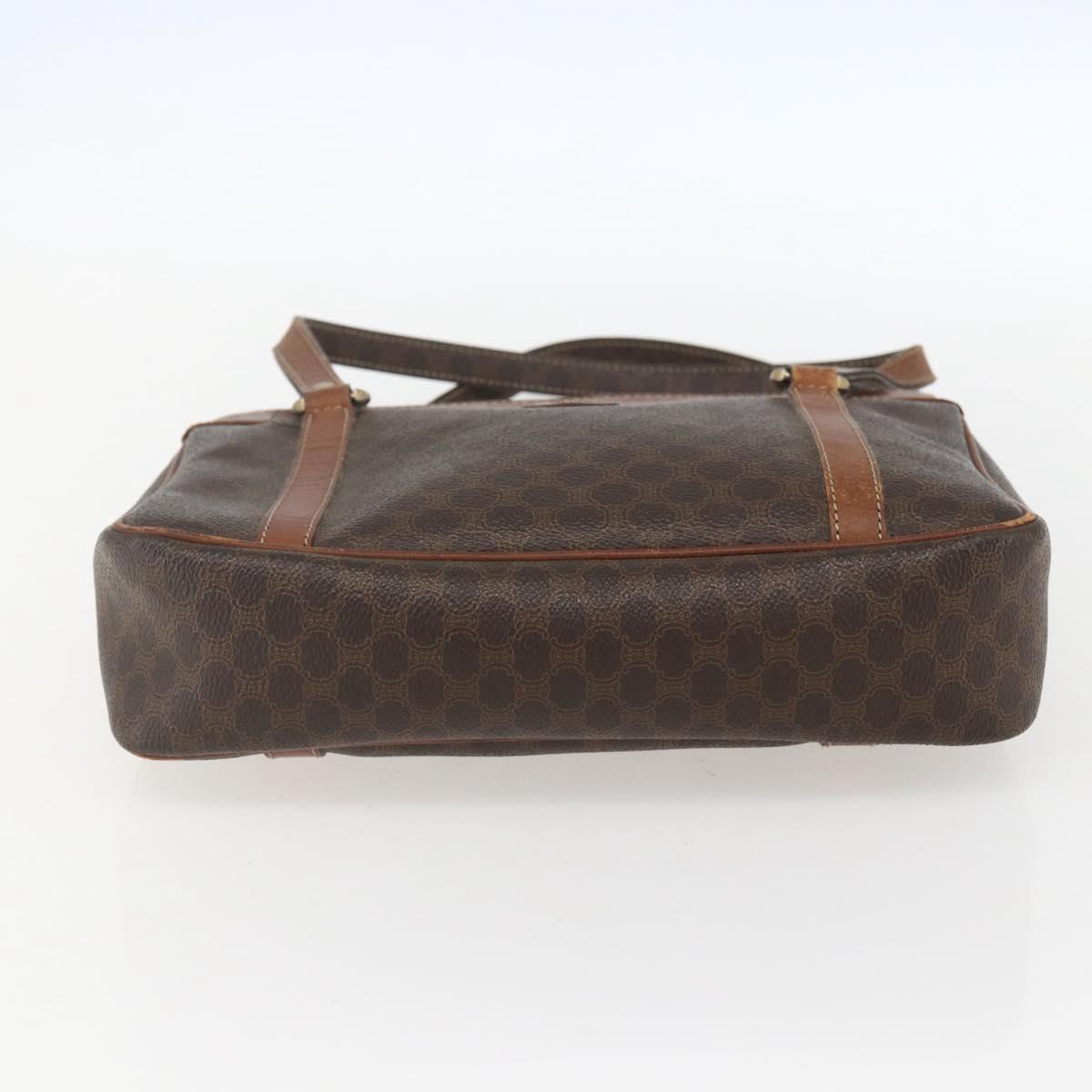 CELINE Macadam Canvas Tote Bag PVC Leather Brown Gold Auth 160508