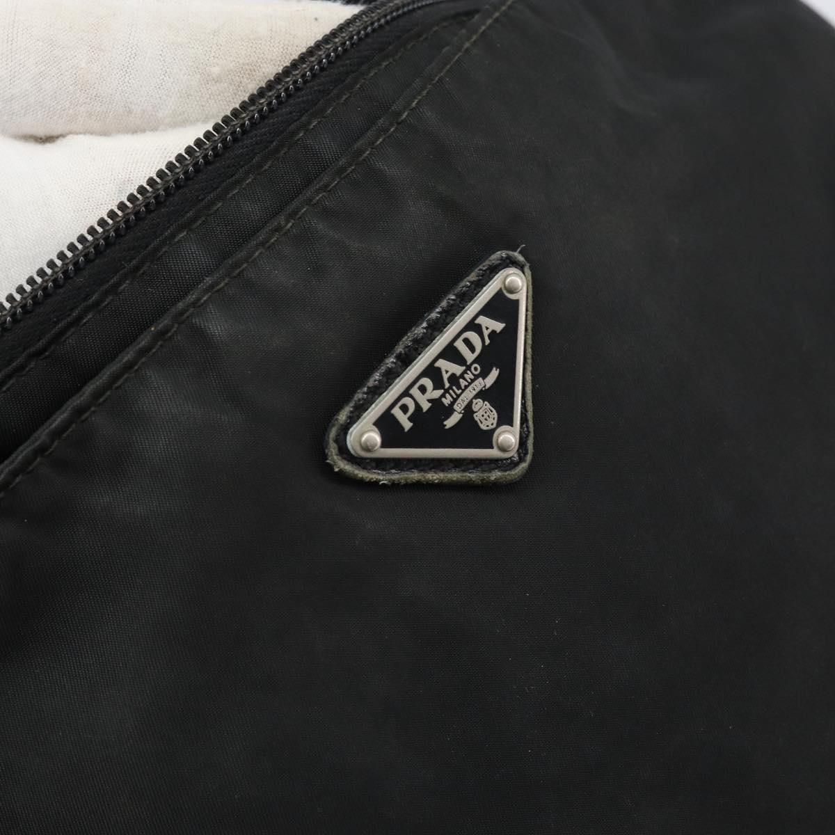 PRADA Shoulder Bag Nylon Black Silver Auth 160512