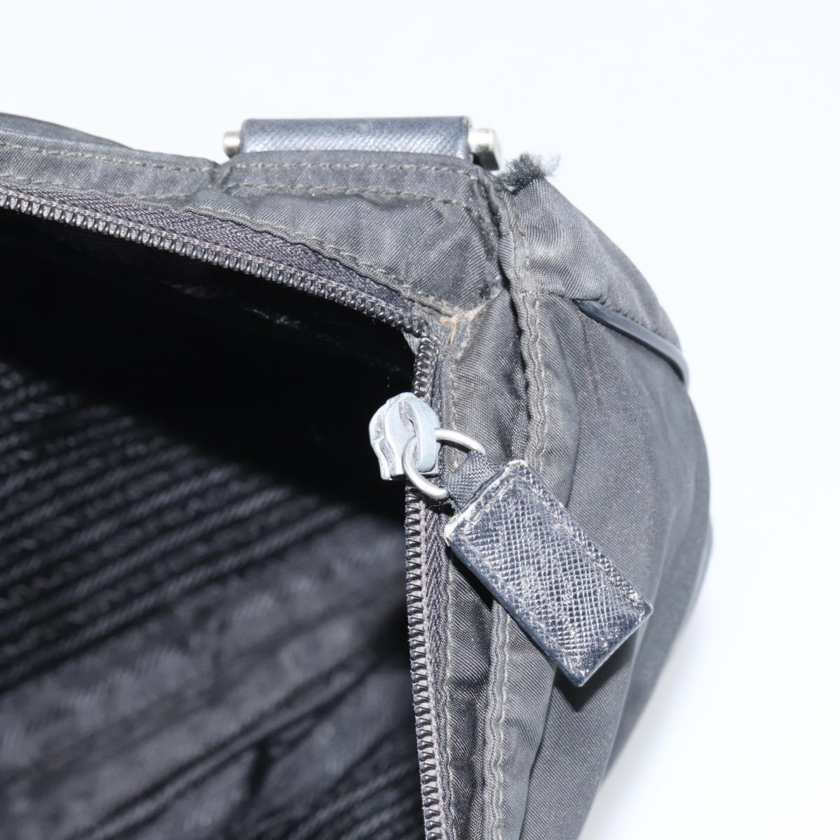PRADA Shoulder Bag Nylon Black Silver Auth 160512