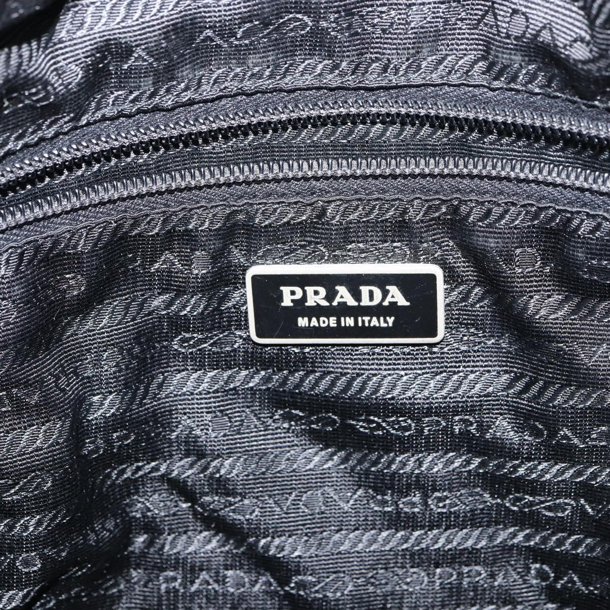 PRADA Shoulder Bag Nylon Black Silver Auth 160512