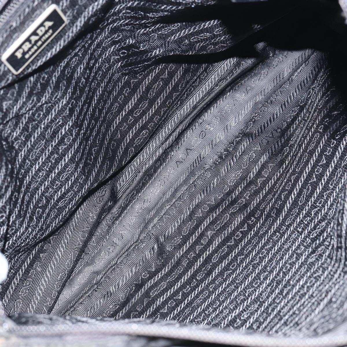 PRADA Shoulder Bag Nylon Black Silver Auth 160512