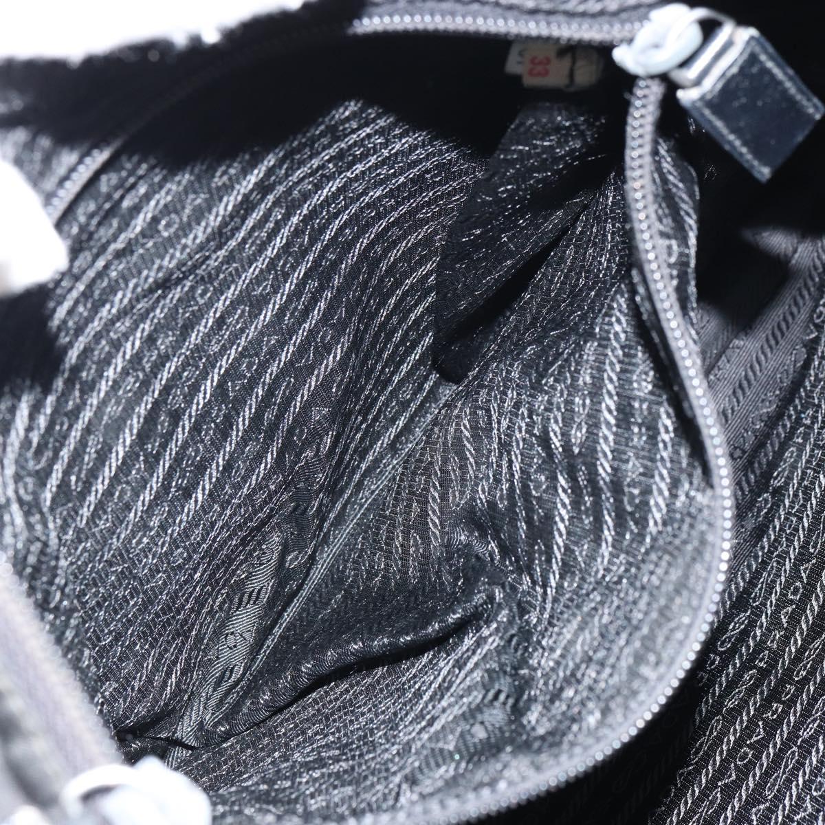 PRADA Shoulder Bag Nylon Black Silver Auth 160512