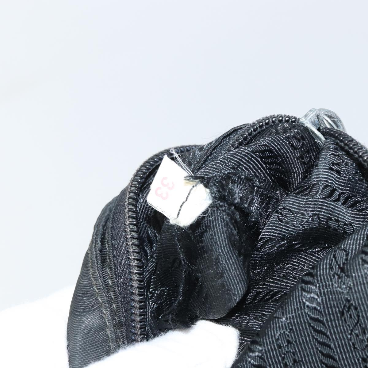 PRADA Shoulder Bag Nylon Black Silver Auth 160512