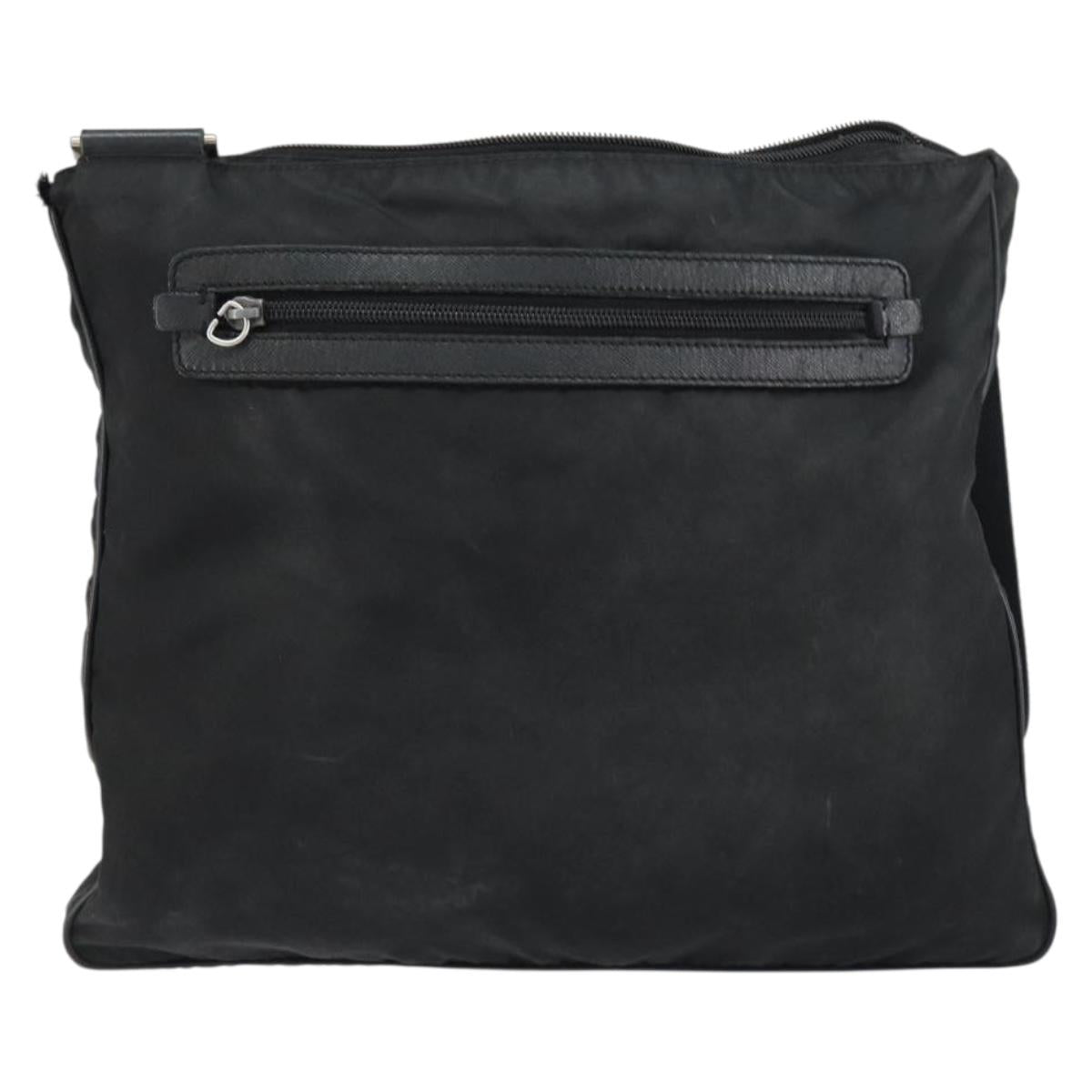 PRADA Shoulder Bag Nylon Black Silver Auth 160512