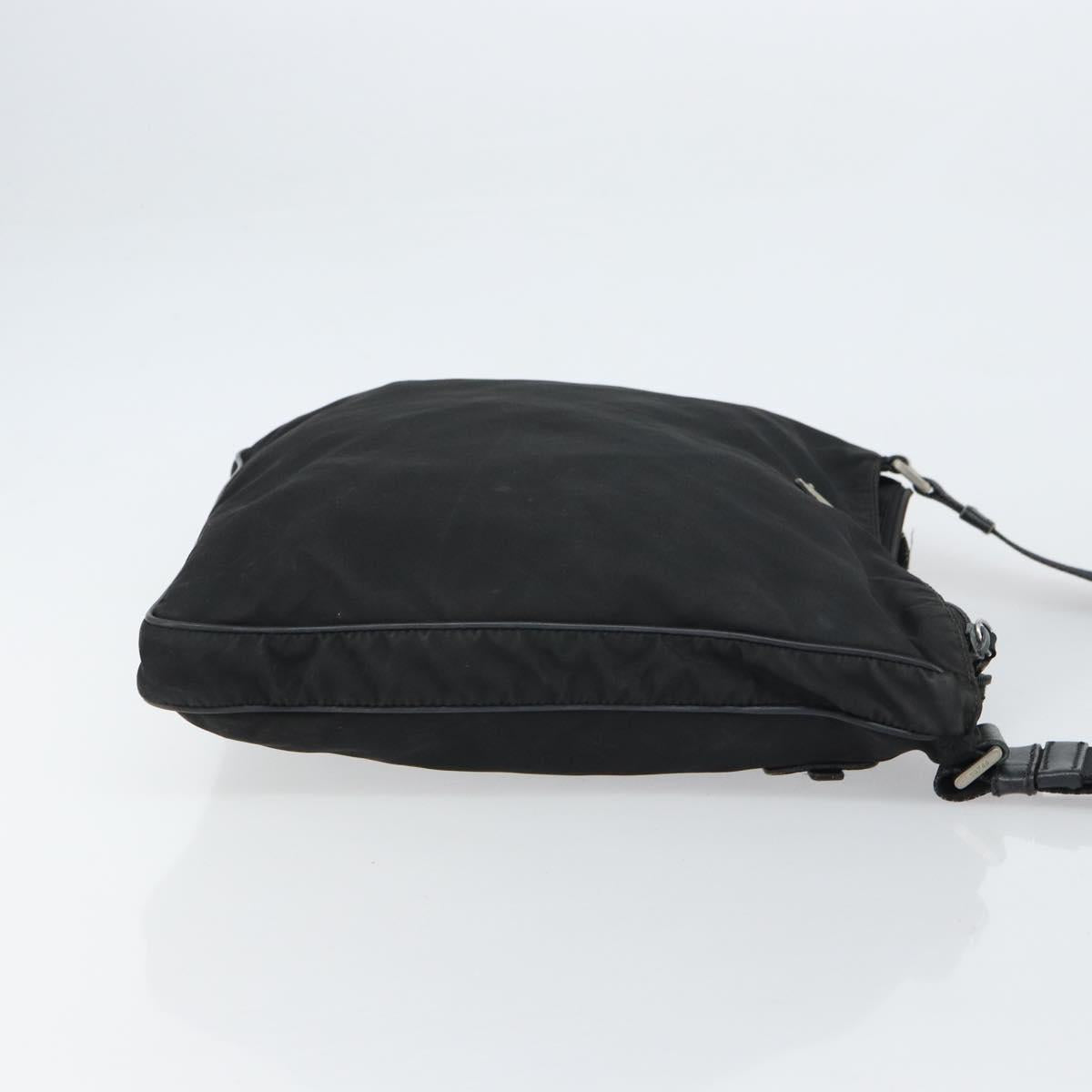 PRADA Shoulder Bag Nylon Black Silver Auth 160512