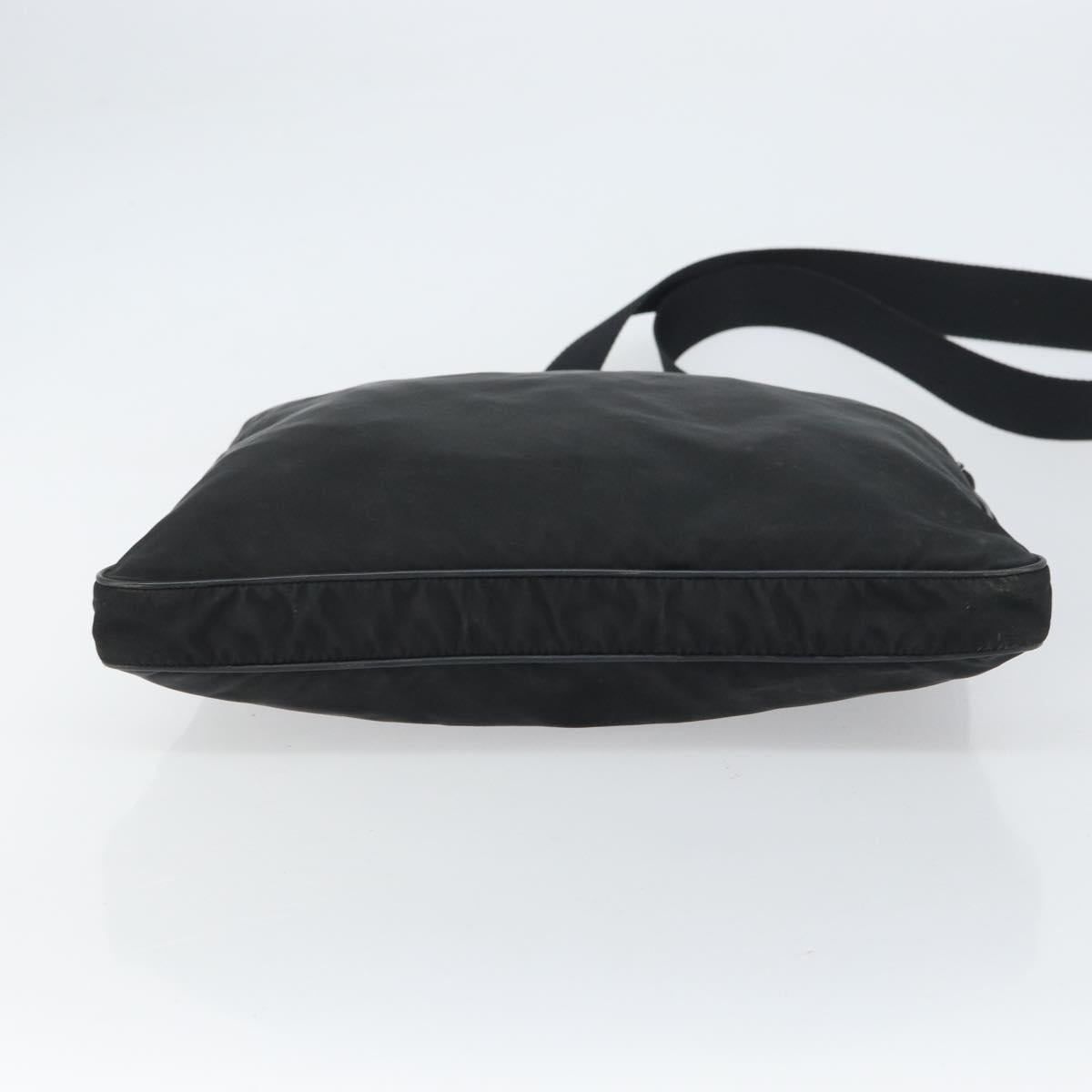 PRADA Shoulder Bag Nylon Black Silver Auth 160512