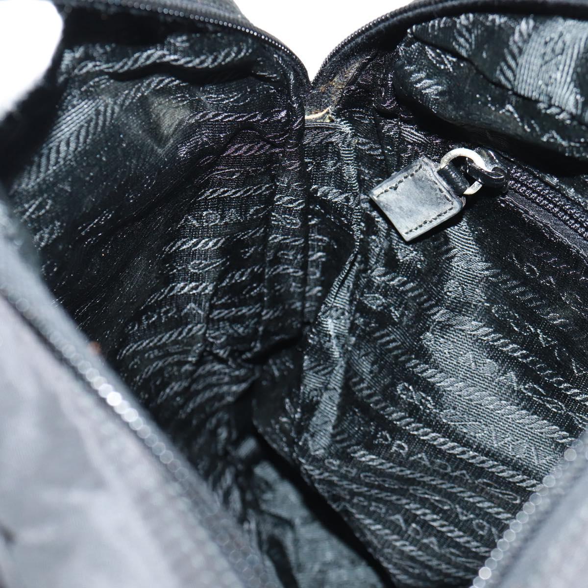 PRADA Shoulder Bag Nylon Black Silver Auth 160516