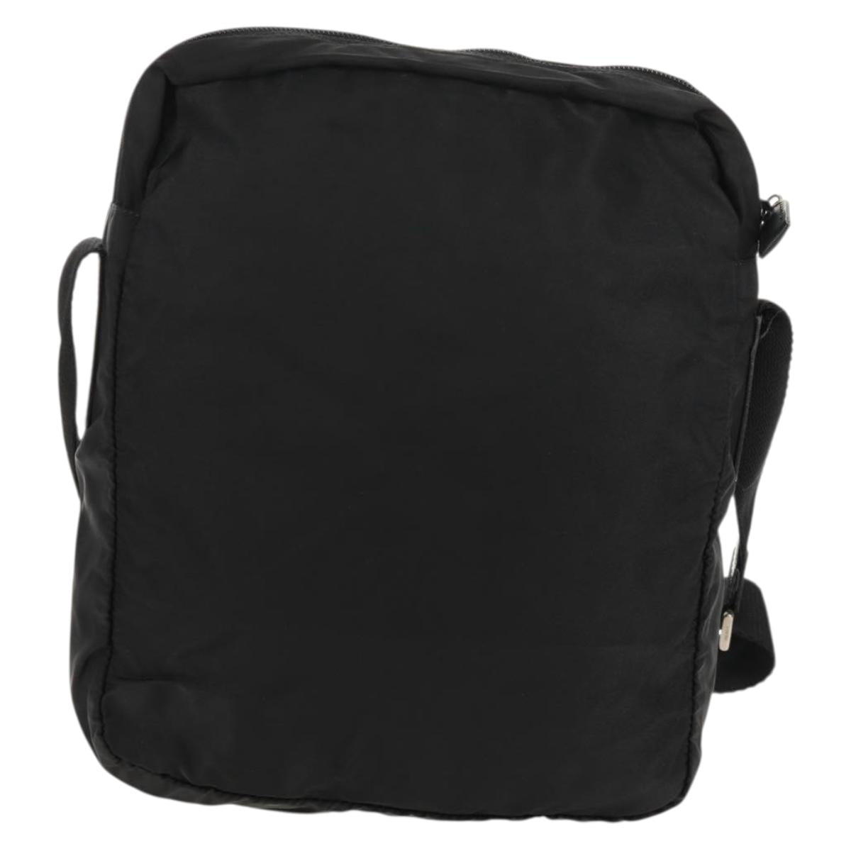 PRADA Shoulder Bag Nylon Black Silver Auth 160516