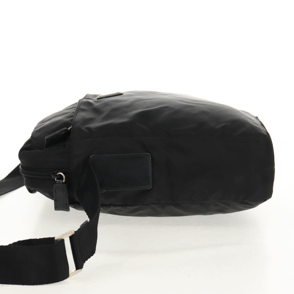 PRADA Shoulder Bag Nylon Black Silver Auth 160516