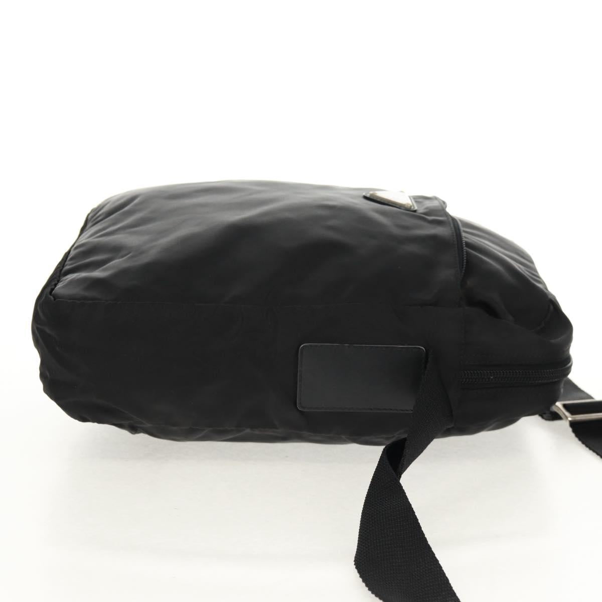 PRADA Shoulder Bag Nylon Black Silver Auth 160516