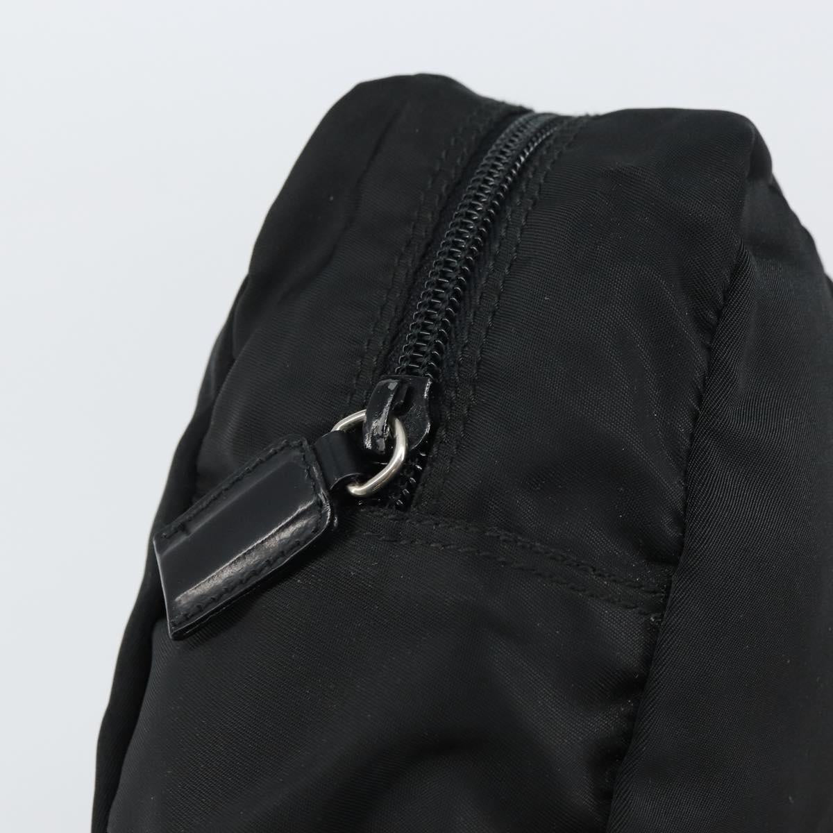 PRADA Pouch Nylon Black Silver Auth 160519
