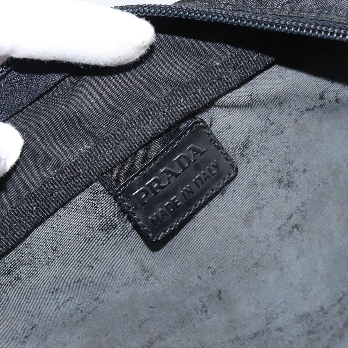 PRADA Pouch Nylon Black Silver Auth 160519