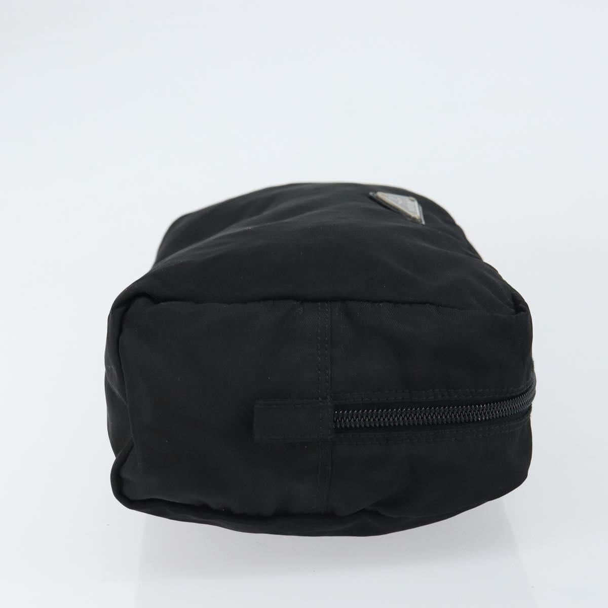 PRADA Pouch Nylon Black Silver Auth 160519