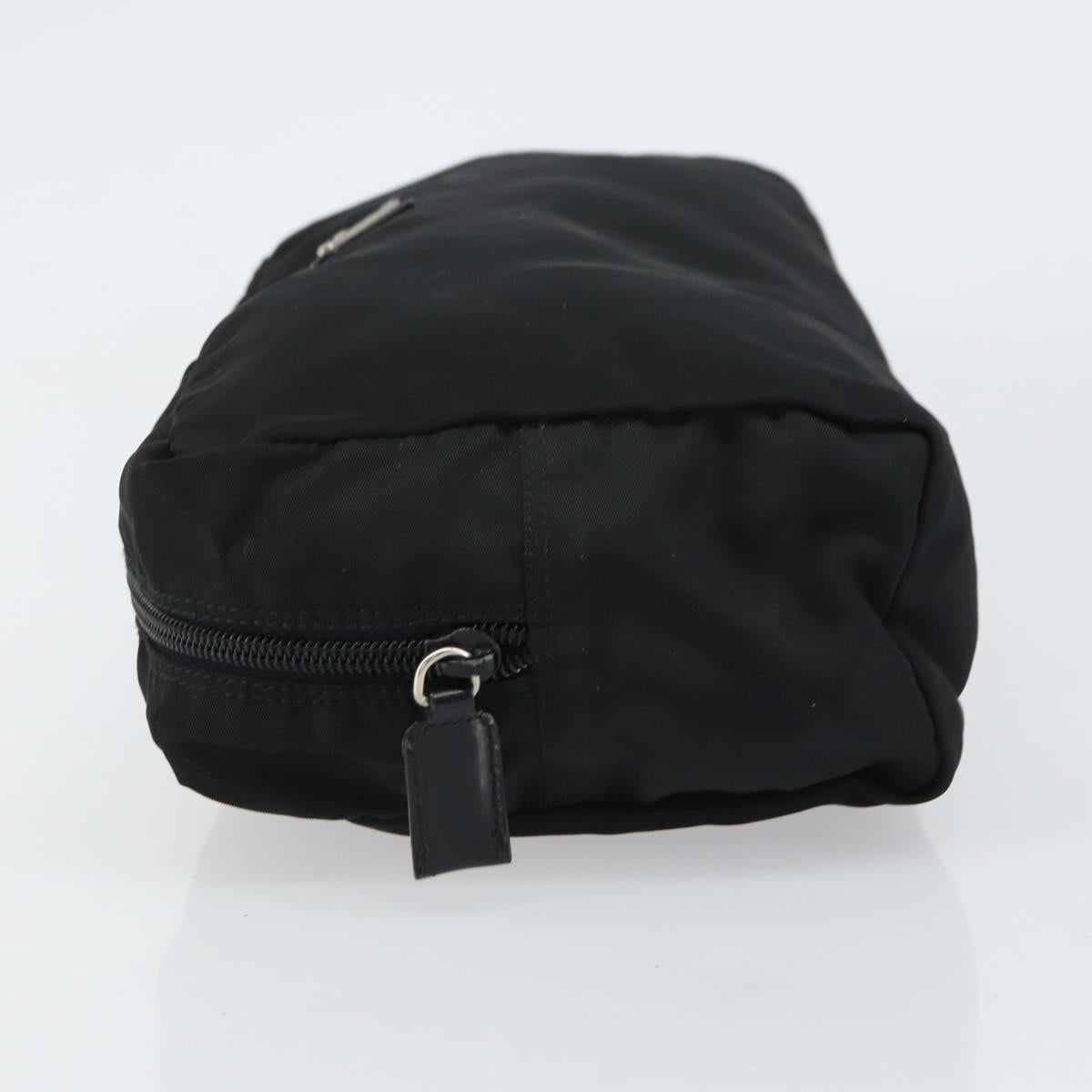 PRADA Pouch Nylon Black Silver Auth 160519