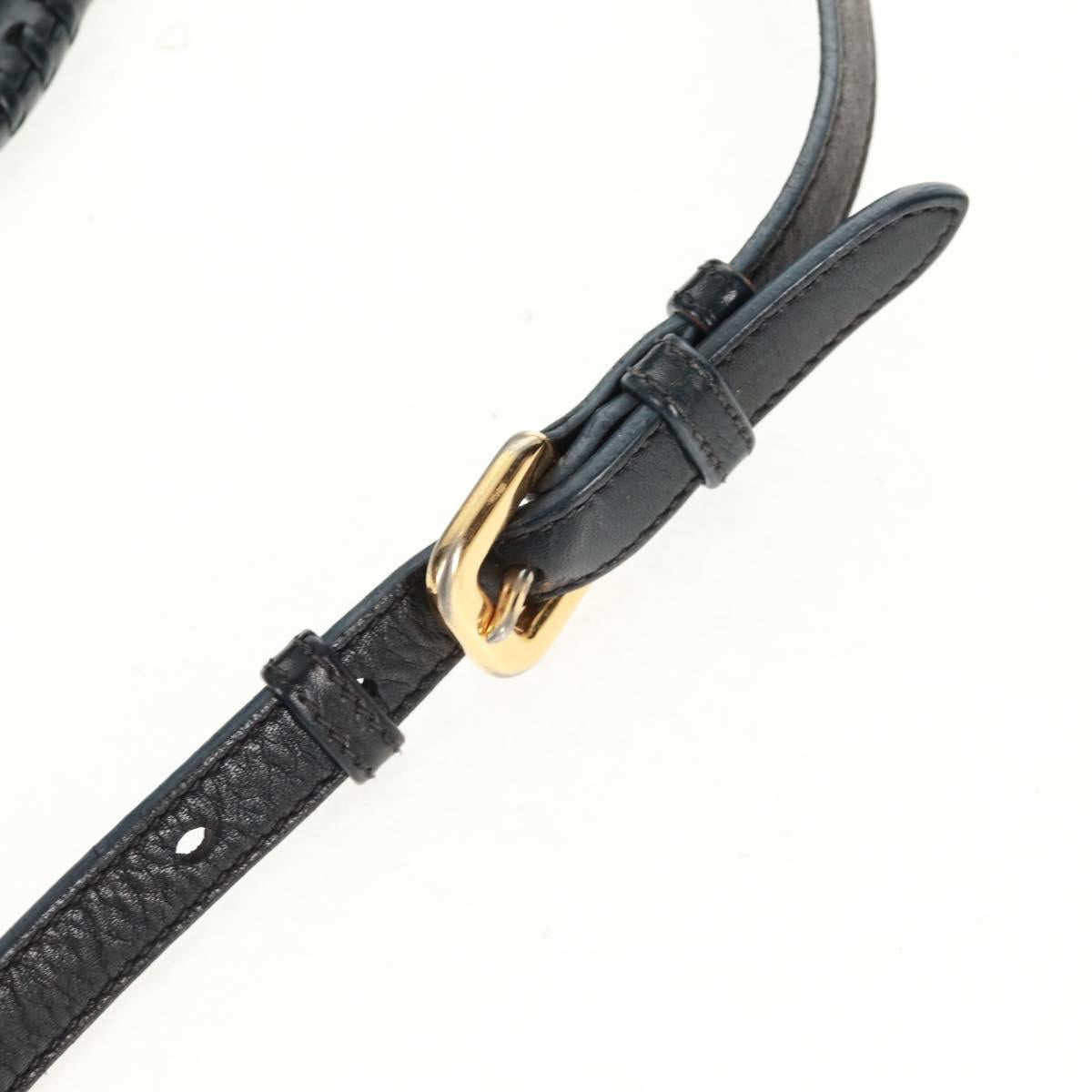 PRADA Hand Bag Nylon 2way Black Gold Auth 160520