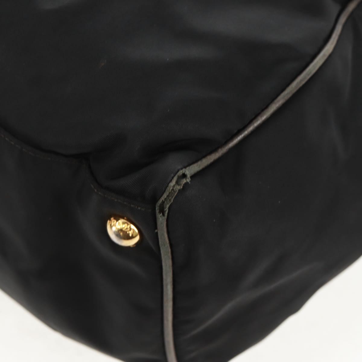 PRADA Hand Bag Nylon 2way Black Gold Auth 160520