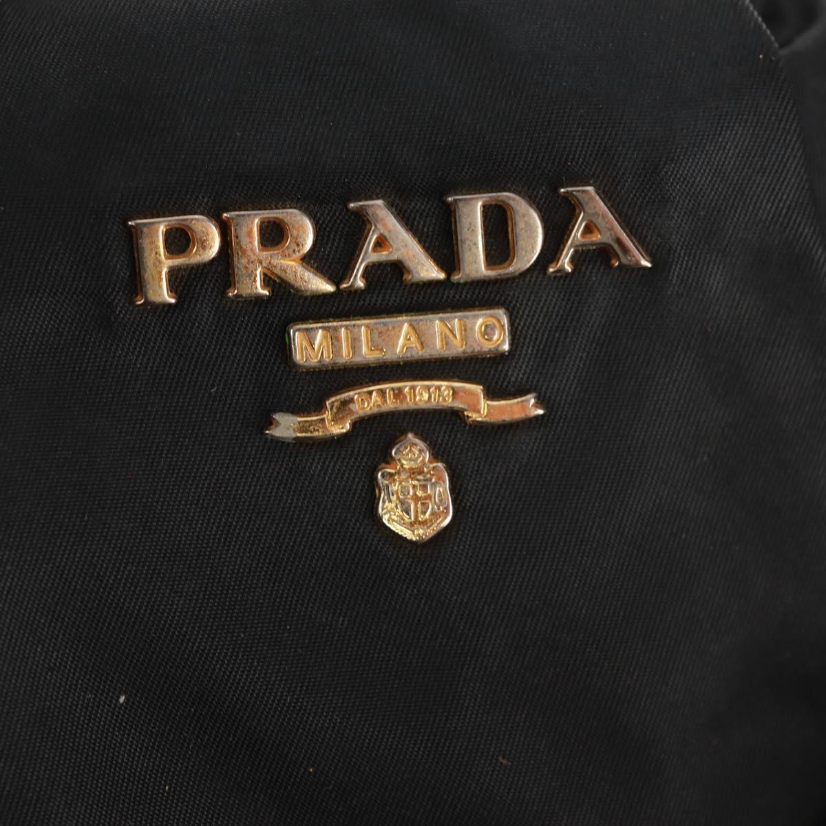 PRADA Hand Bag Nylon 2way Black Gold Auth 160520