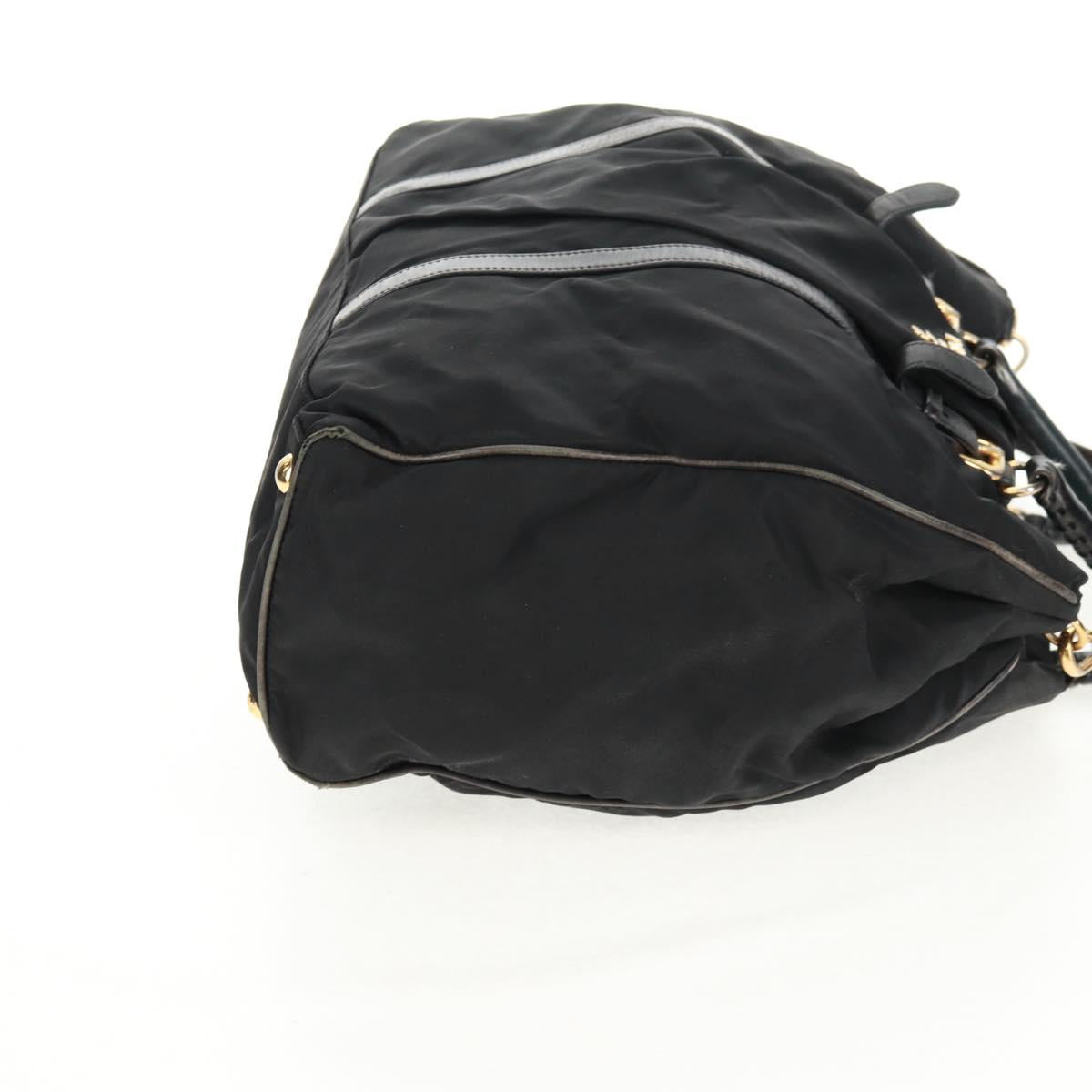 PRADA Hand Bag Nylon 2way Black Gold Auth 160520