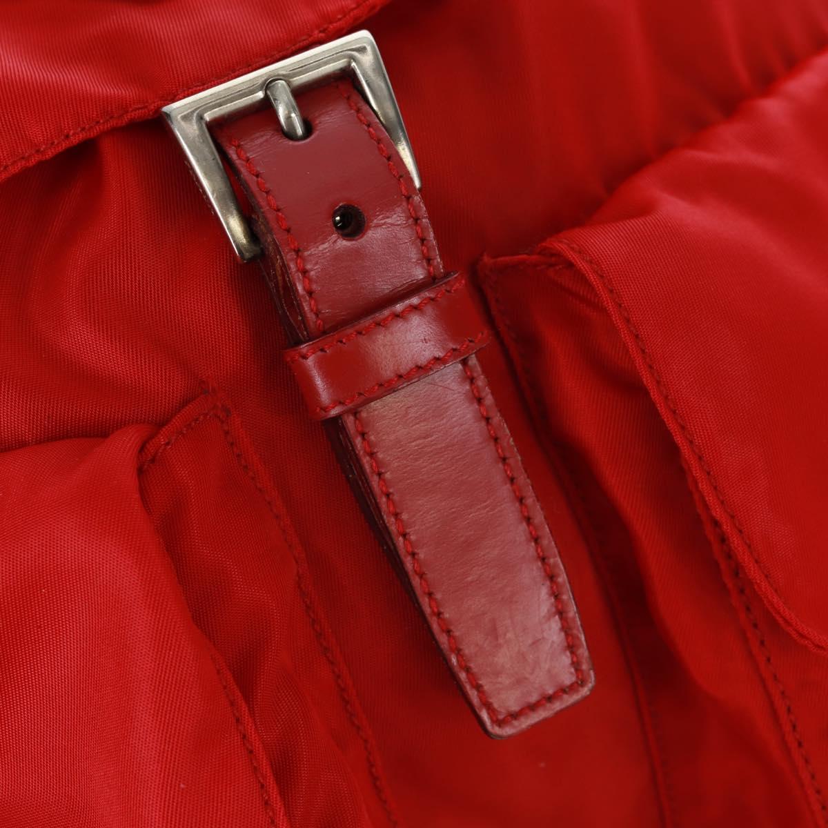 PRADA Backpack Nylon Red Silver Auth 160522