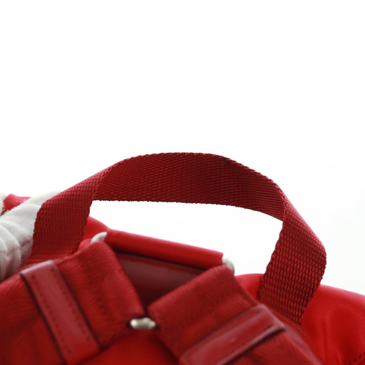 PRADA Backpack Nylon Red Silver Auth 160522