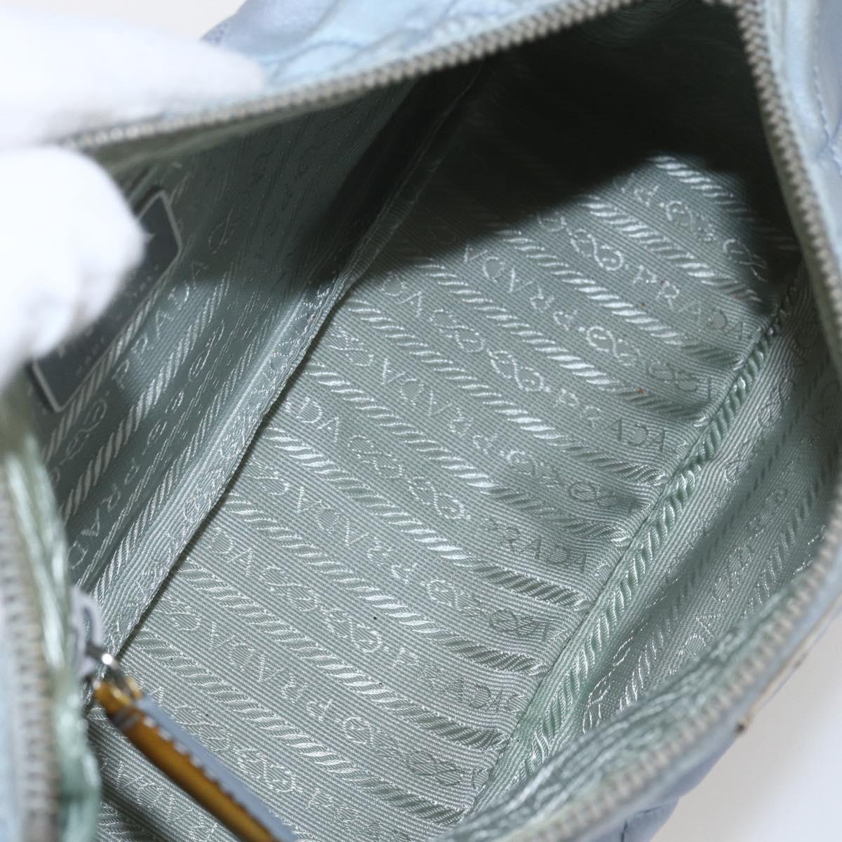 PRADA Shoulder Bag Nylon Enamel Light Blue Silver Auth 160526