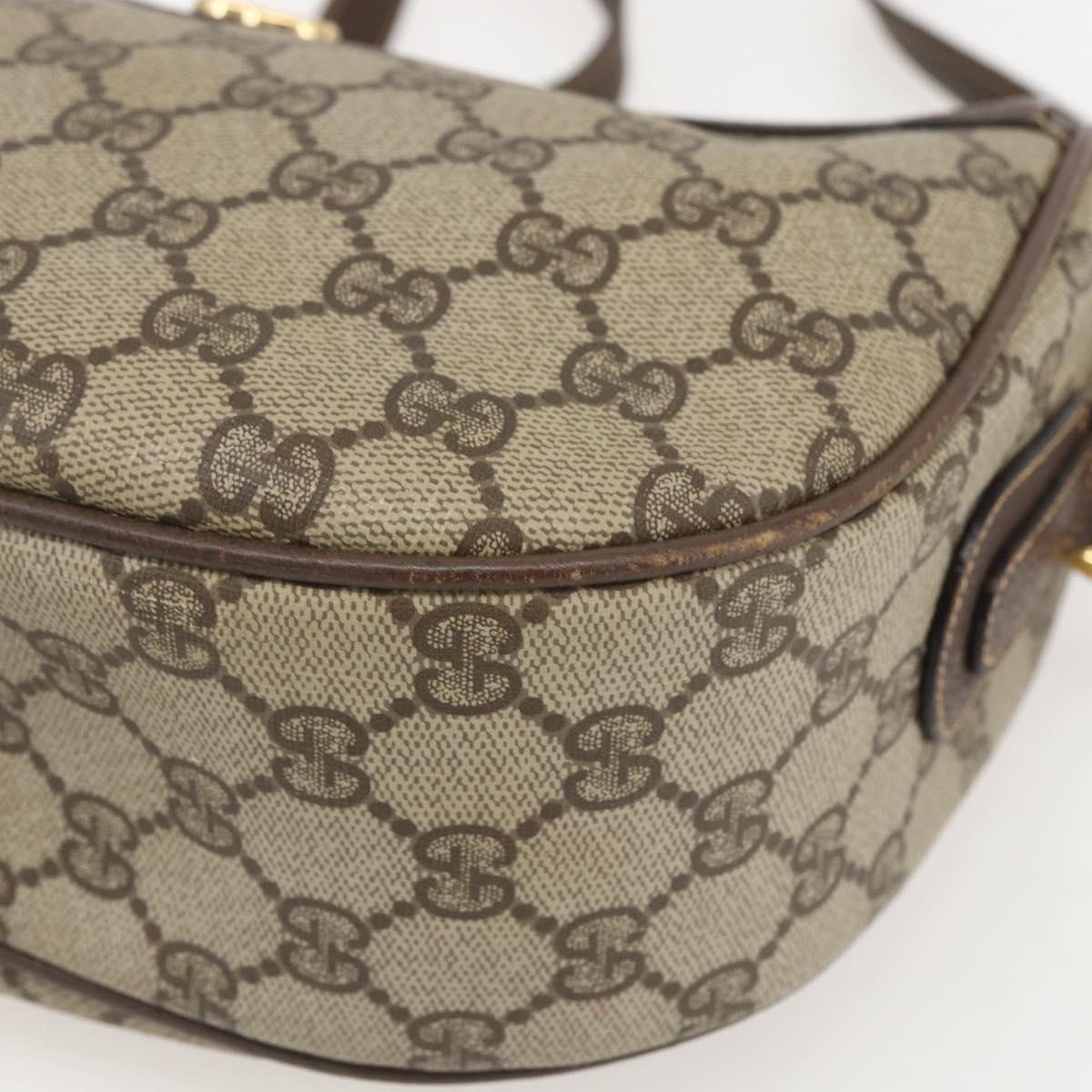 GUCCI GG Supreme Web Sherry Line Shoulder Bag PVC Beige Gold Auth 160559