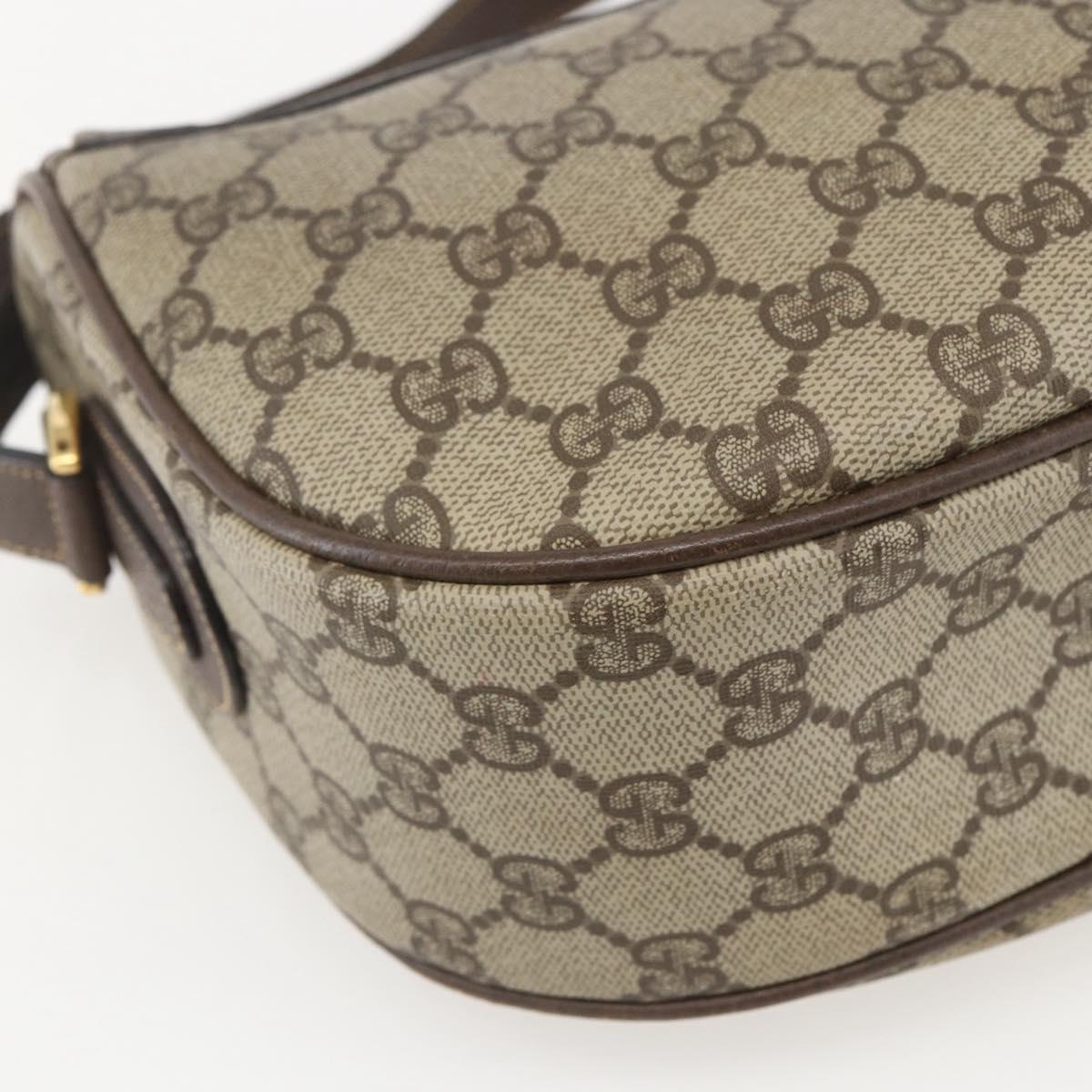 GUCCI GG Supreme Web Sherry Line Shoulder Bag PVC Beige Gold Auth 160559