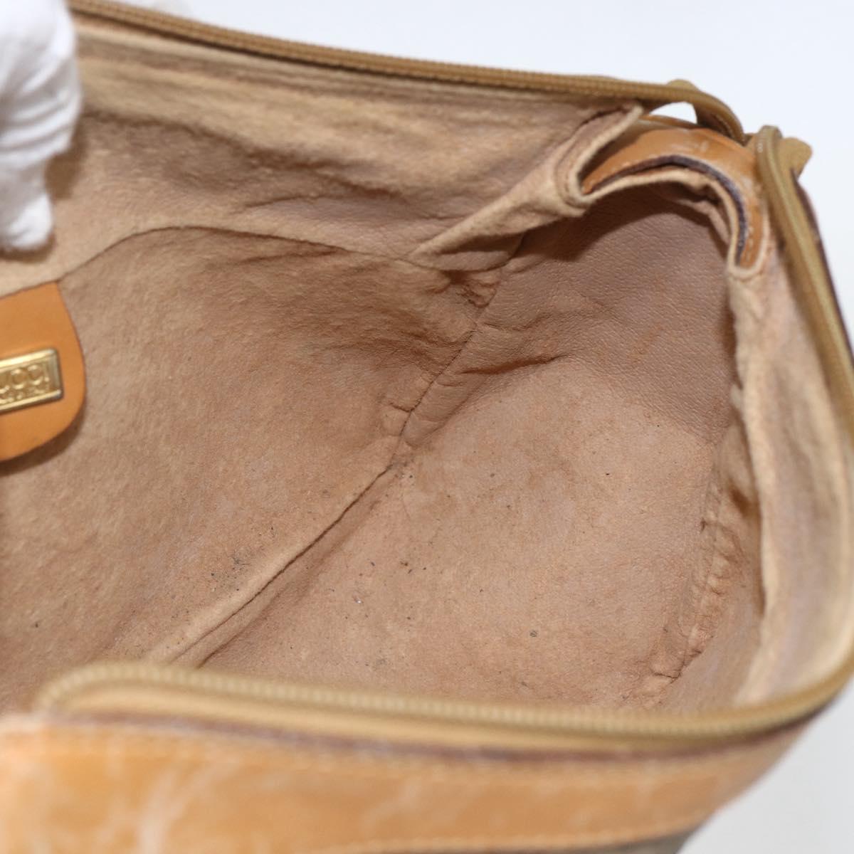 GUCCI Micro GG Supreme Shoulder Bag PVC Beige Gold Auth 160560