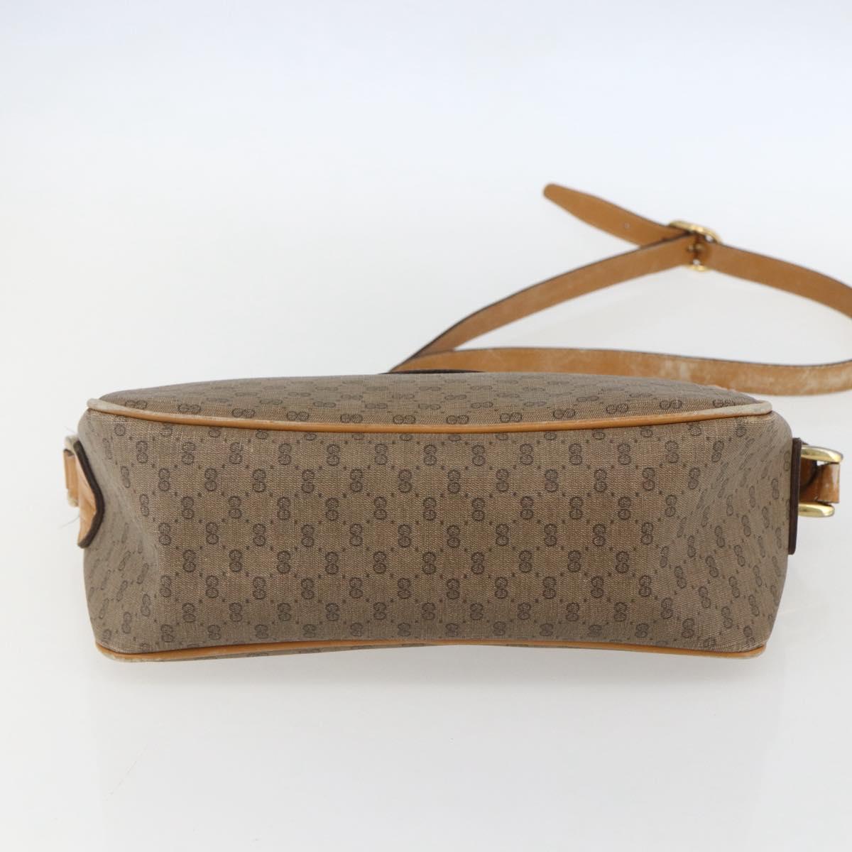 GUCCI Micro GG Supreme Shoulder Bag PVC Beige Gold Auth 160560