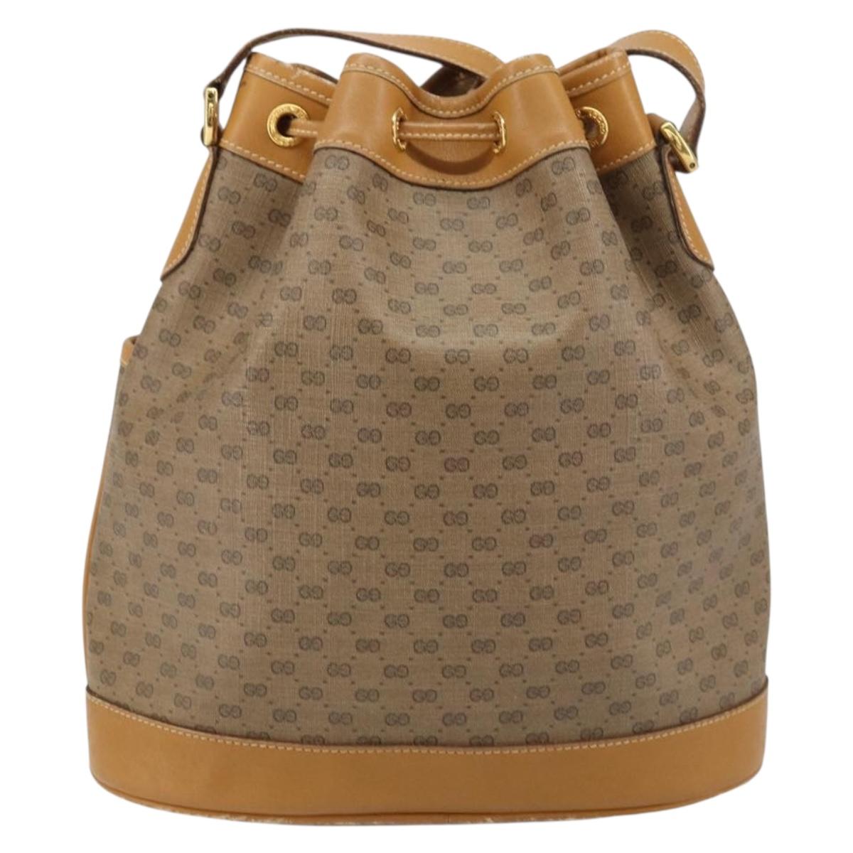 GUCCI Micro GG Supreme Shoulder Bag PVC Beige Gold Auth 160561