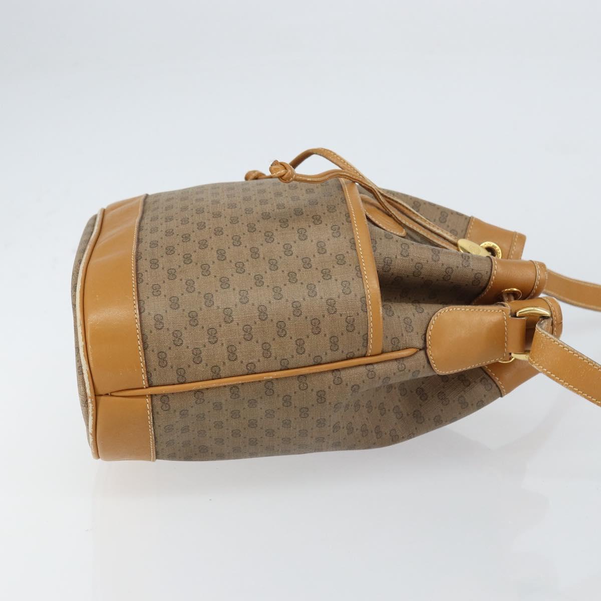 GUCCI Micro GG Supreme Shoulder Bag PVC Beige Gold Auth 160561