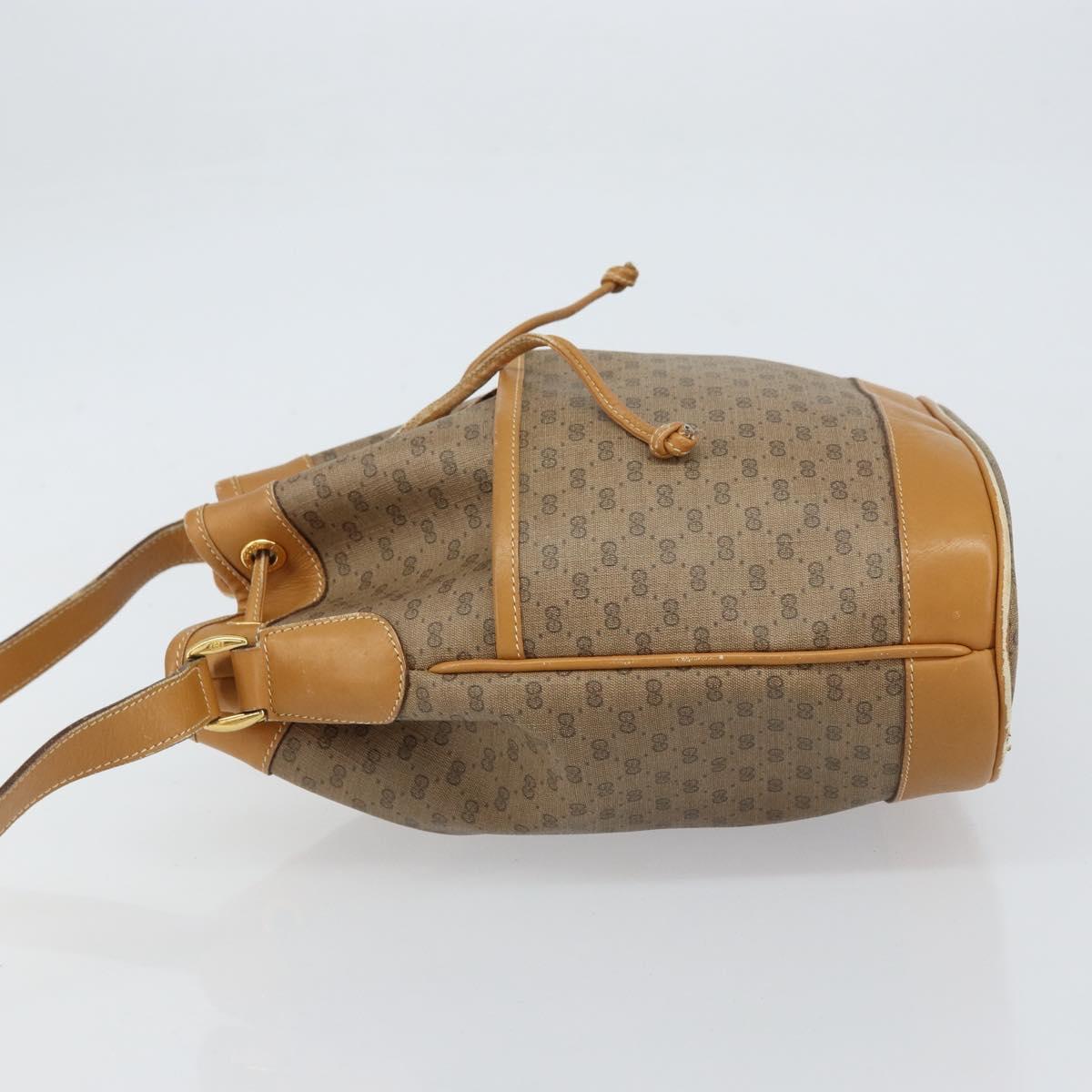 GUCCI Micro GG Supreme Shoulder Bag PVC Beige Gold Auth 160561