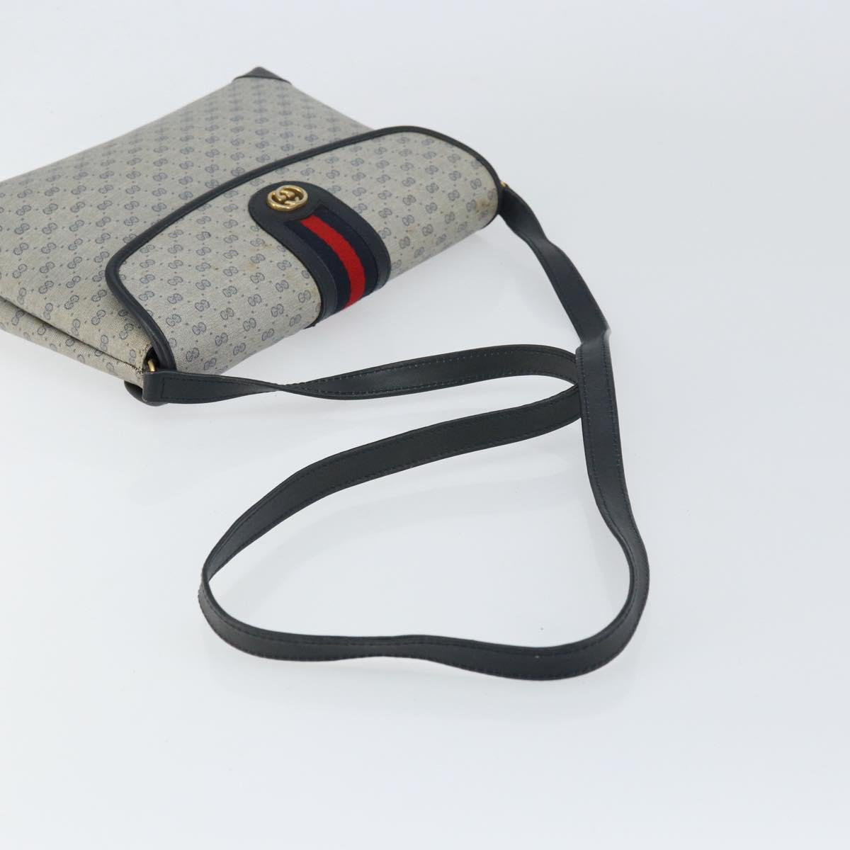 GUCCI Micro GG Supreme Sherry Line Bag PVC Navy Gold 001 14 5364 Auth 160562