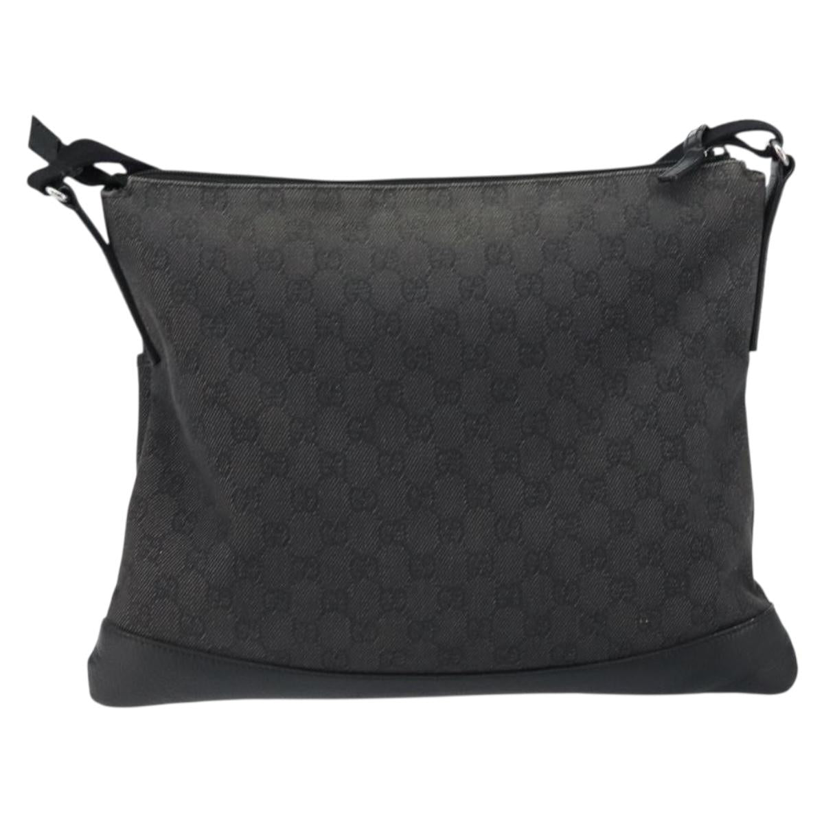 GUCCI GG Canvas Shoulder Bag Black Silver 374411 Auth 160564