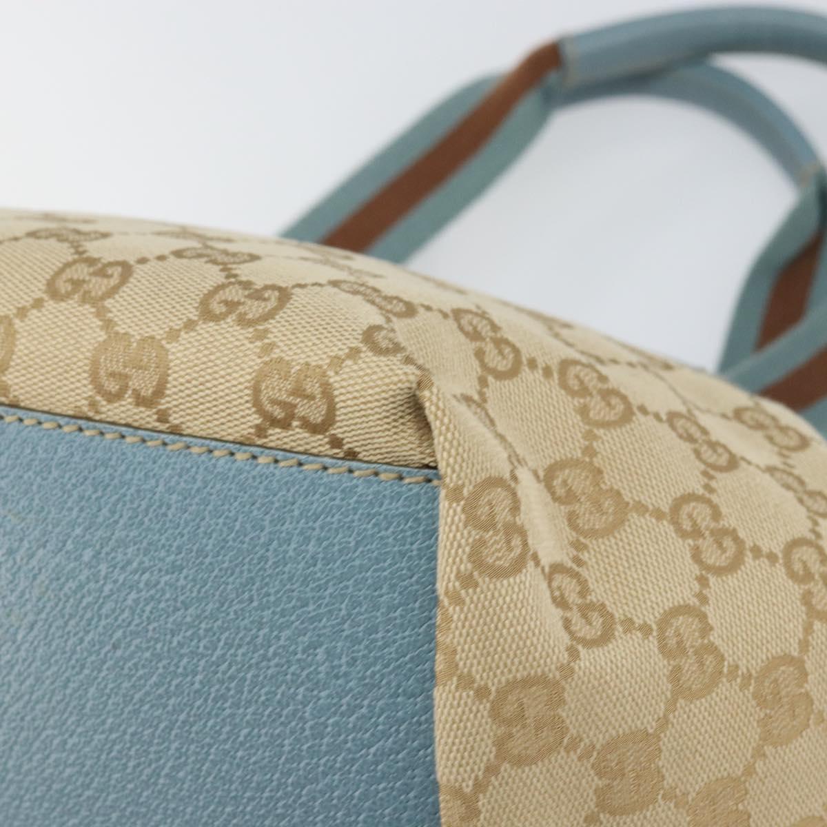 GUCCI GG Canvas Hand Bag Beige Silver 131228 Auth 160569