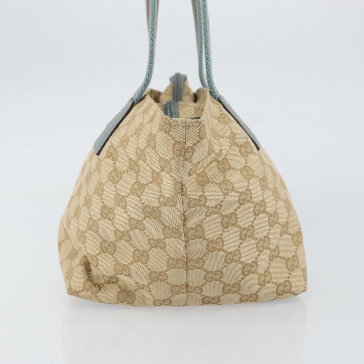 GUCCI GG Canvas Hand Bag Beige Silver 131228 Auth 160569