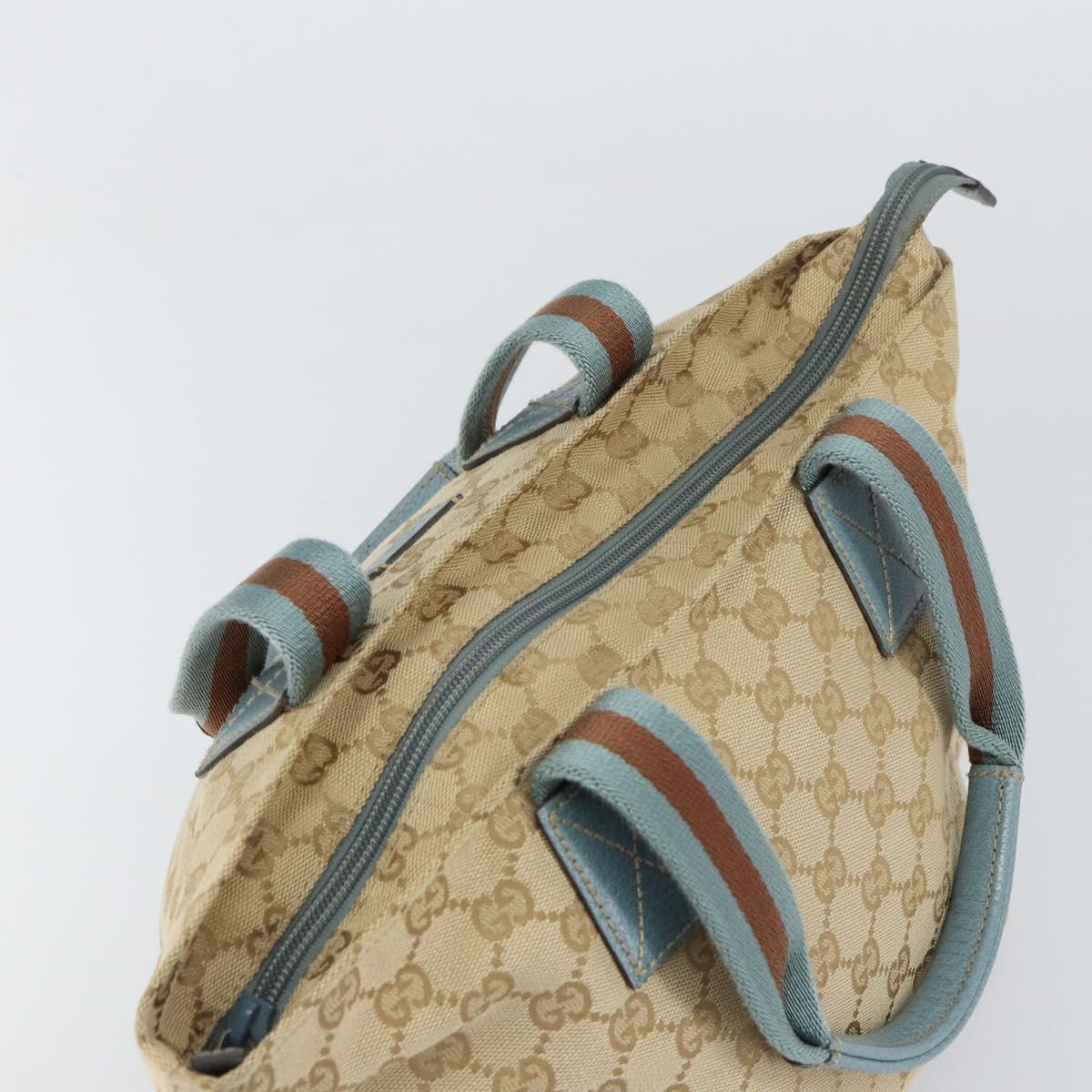 GUCCI GG Canvas Hand Bag Beige Silver 131228 Auth 160569