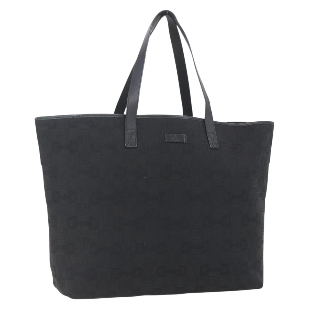 GUCCI Tote Bag Canvas Outlet Black Gold 238696 Auth 160577